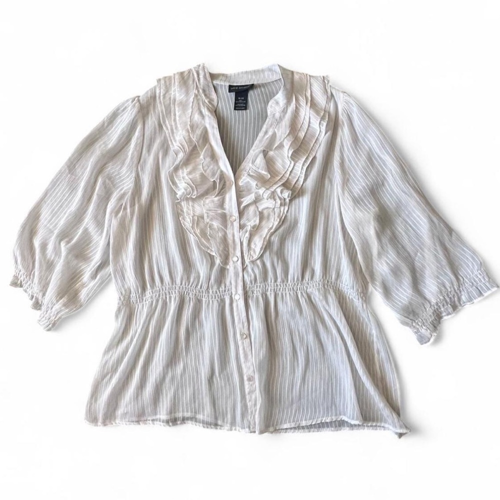 NWOT Lane Bryant White Ruffled Blouse